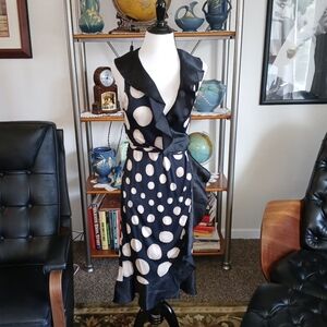 Valentino Black And White  Polka Dot Wrap Dress Size 48 USA Size M